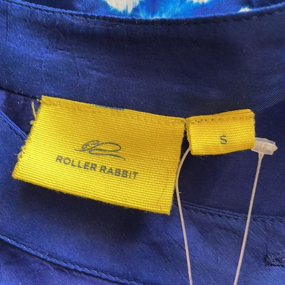 ROLLER RABBIT tie dye silk blouse, blue & white, Small, NWT - Picture 6 of 15